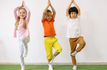 active children doing balancing exercises